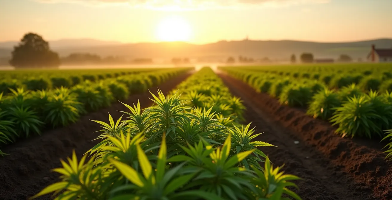 Vue comparative de plants de chanvre montrant l'évolution génétique du chanvre industriel vers les variétés CBD modernes