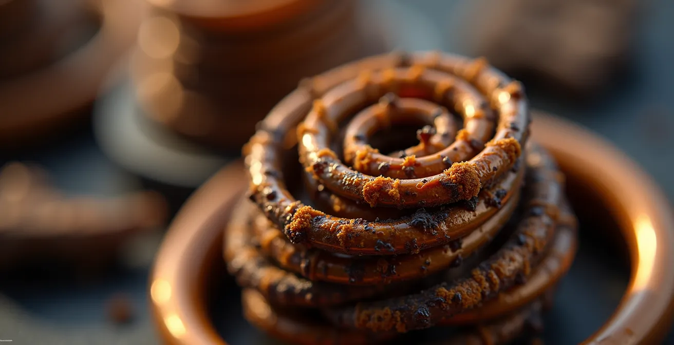 Vue macro détaillée d'une résistance de cigarette électronique montrant l'accumulation de résidus caramélisés