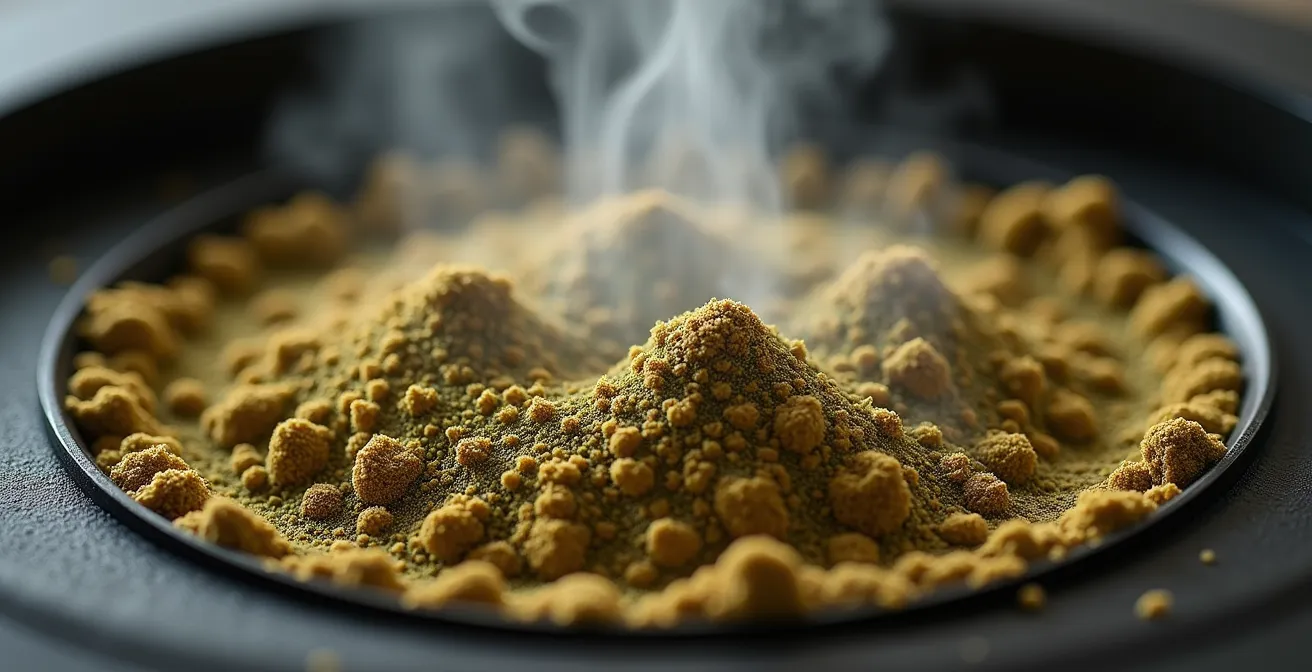 Coupe transversale d'une chambre de vaporisation montrant le tassage correct des herbes