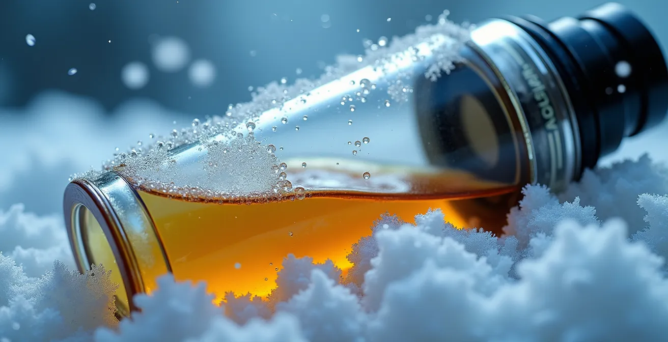 Glycérine végétale épaissie par le froid dans un clearomiseur, peinant à imbiber la résistance